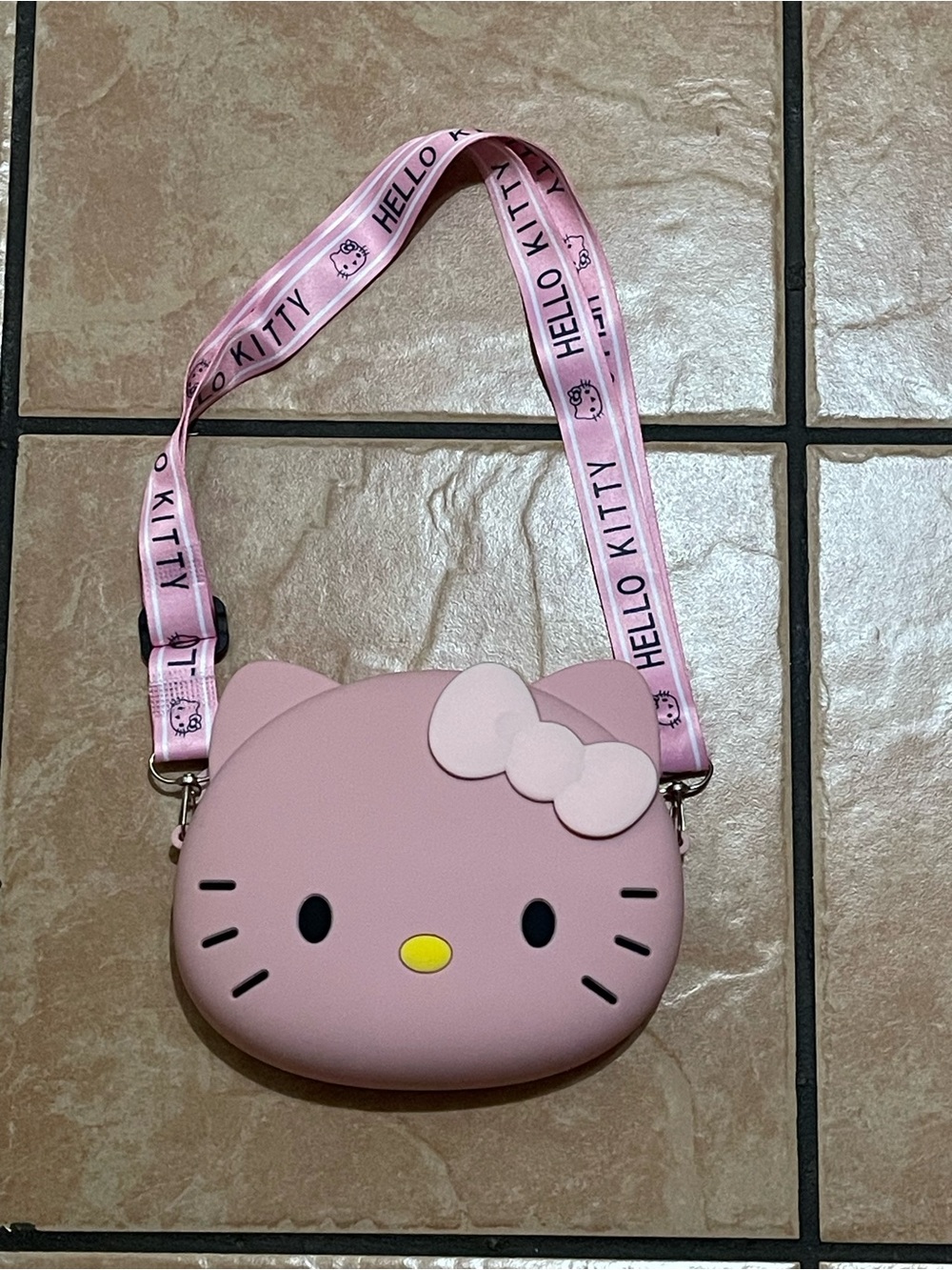 Hello Kitty Pink Silicone Crossbody Bag with Yellow Nose